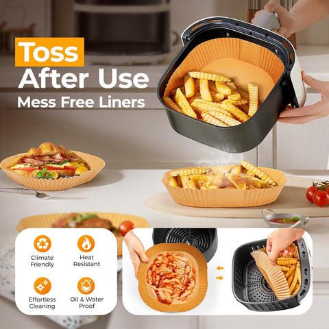 125Pcs 8 Inch Square Air Fryer Liners Disposable for 5-8QT, Parchment Paper