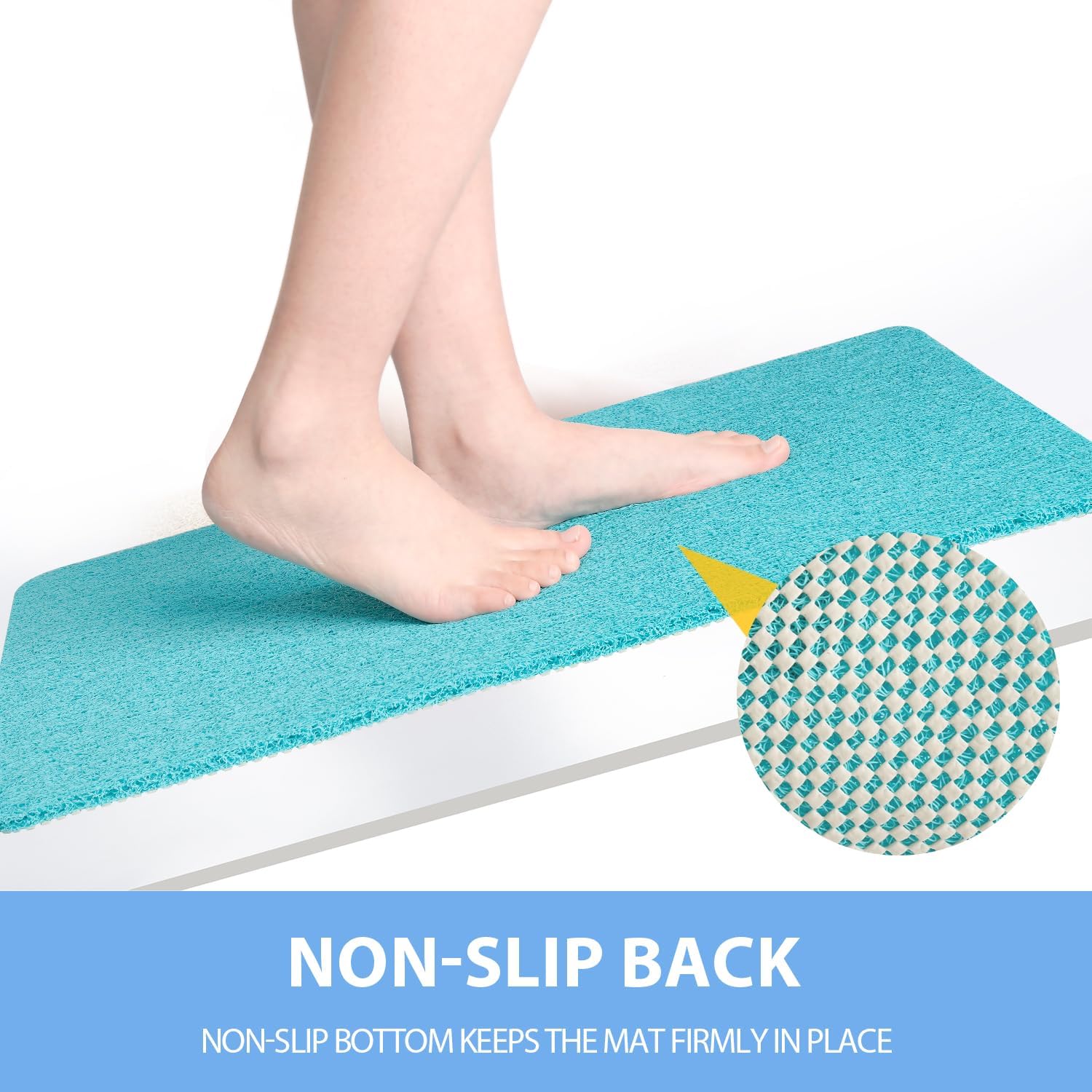 Hargiis Non-Slip Bathtub Mat, Anti Slip Shower Mat, Fast Drying Bathtub Mats, Foot Scrubber Mat, Anti Slip Mat for Tub, Floor, Bathroom, Kitchen, Home, Hotel (Turquoise Blue 40"×28")