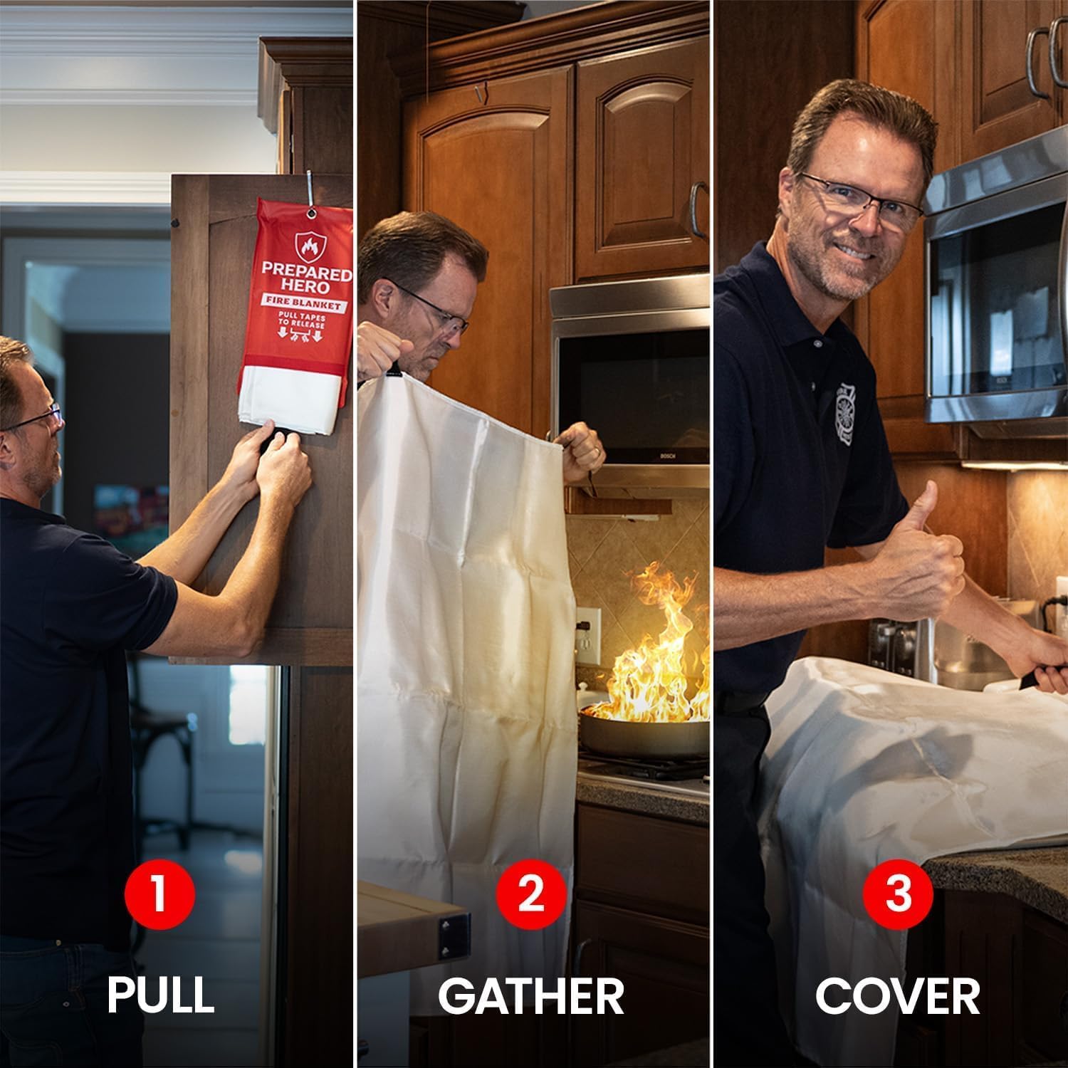 Prepared Hero Emergency Fire Blanket, Kitchen & Home, 39 x 39 in, 4 Pack