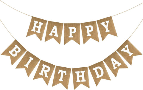 Anwyll Happy Birthday Banner - NO DIY Burlap Happy Birthday Decorations
