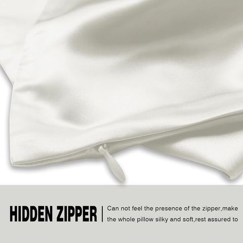 Silk Pillow Cases 2 Pack,Soft Breathable and Sliky Standard Size Pillow Cases Set of 2,Natural Mulberry Silk Pillowcase Set of 2 for Hair and Skin with Hidden Zipper (Ivory,20"X 26",2pcs)