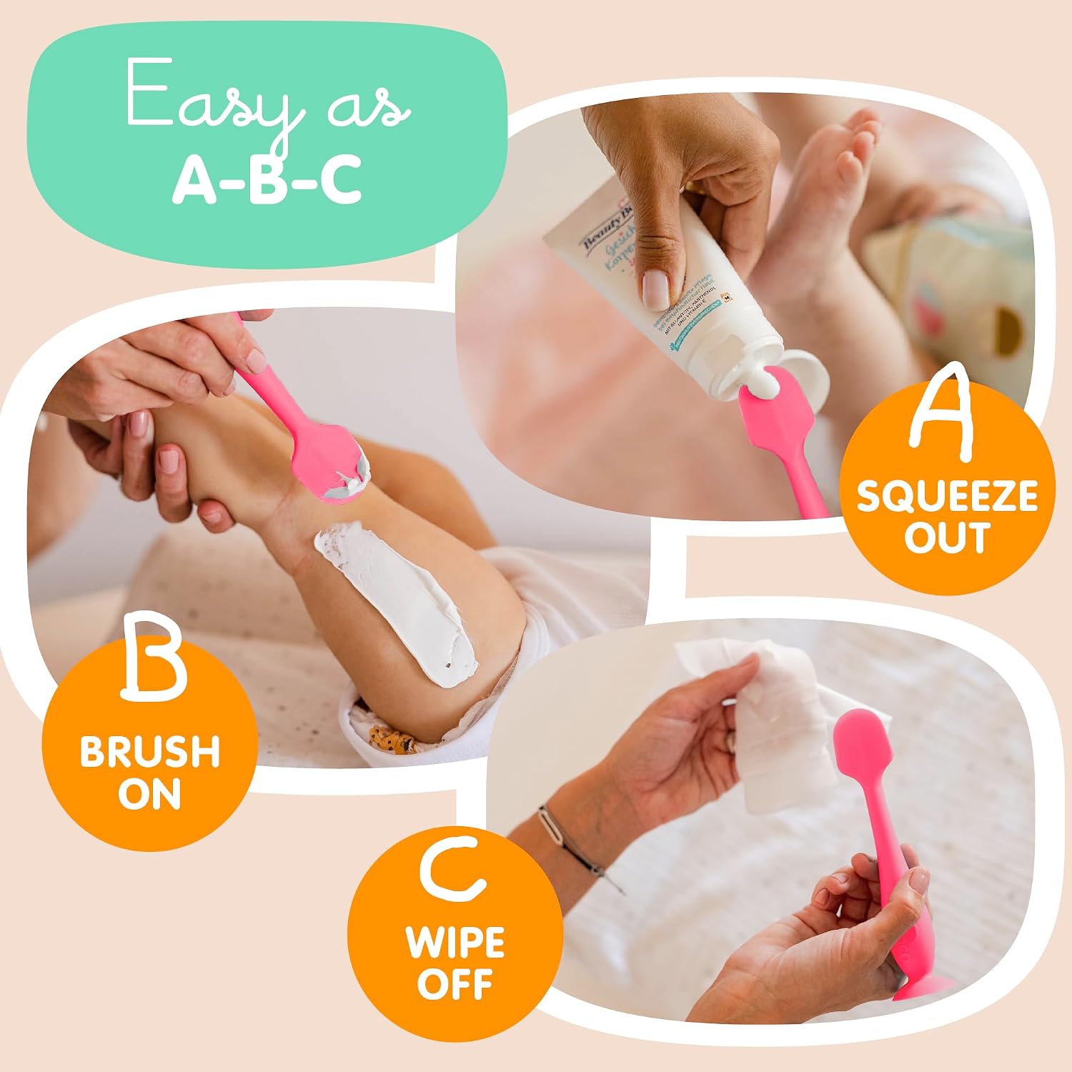Bumco Baby Bum Brush + Travel Diaper Cream Spatula Set With Case (Pink)