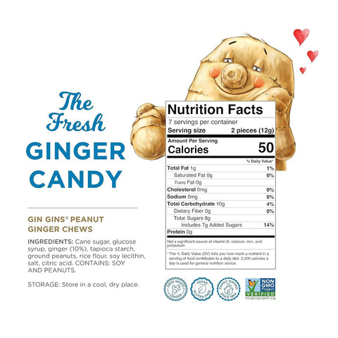 The Ginger People, Ginger Chews Peanut, 3 Ounce