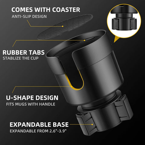 TYKOR Car Cup Holder Expander, Extender for Car with Adjustable Base