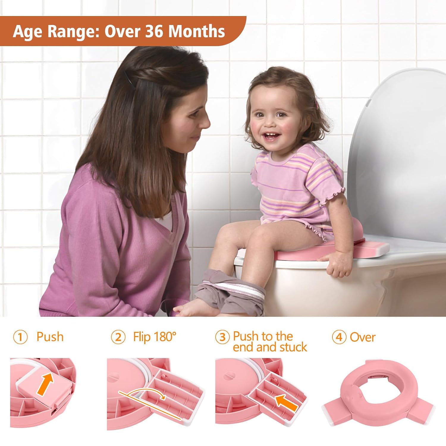 MCGMITT Portable Potty Seat for Kids Travel - Foldable Training Toilet Chair for Toddler Girls with Storage Bags for Outdoor and Indoor Easy to Clean(Pink)