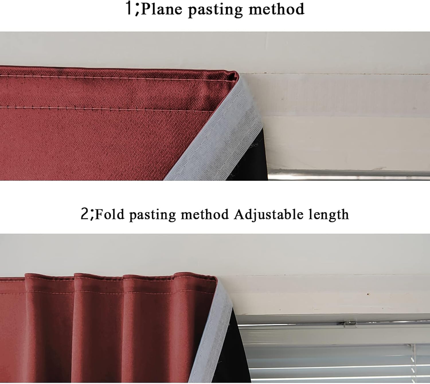 AJAZZ 100% Blackout Shades Window Cover Self Adhesive Curtains Sticky Curtain Portable Easy Open Black Out Curtains for Bedroom Living Room No Drilling (Burgundy, 59" W x 84" L 1 Panel)