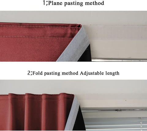 AJAZZ 100% Blackout Shades Window Cover Self Adhesive Curtains Sticky Curtain Portable Easy Open Black Out Curtains for Bedroom Living Room No Drilling (Burgundy, 59" W x 84" L 1 Panel)
