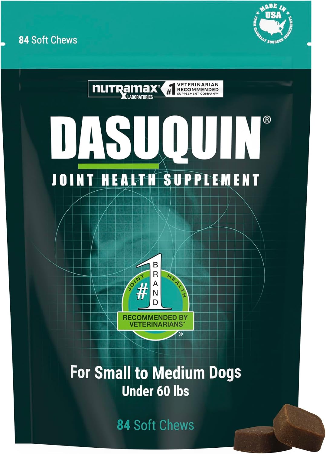 Nutramax Dasuquin Joint Supplement, Small/Med Dogs, Soft Chews, 84ct