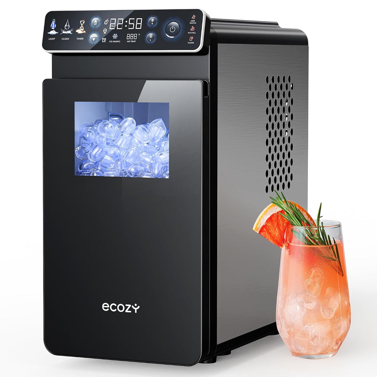 ecozy Small Ice Makers Countertop with Full-Color Panel & Timer Function