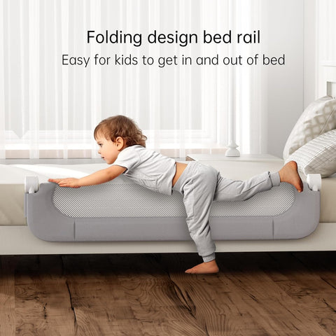 UPGOGO Folding Bed Rail for Toddlers, Grey, 33" L x 23.6" H