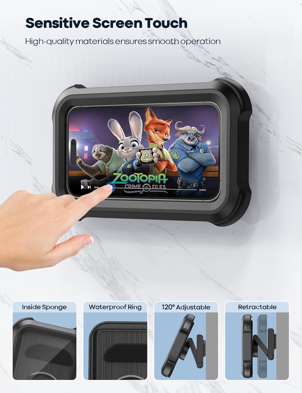 Lamicall Waterproof Shower Phone Holder, Bathroom Accessories for iPhone