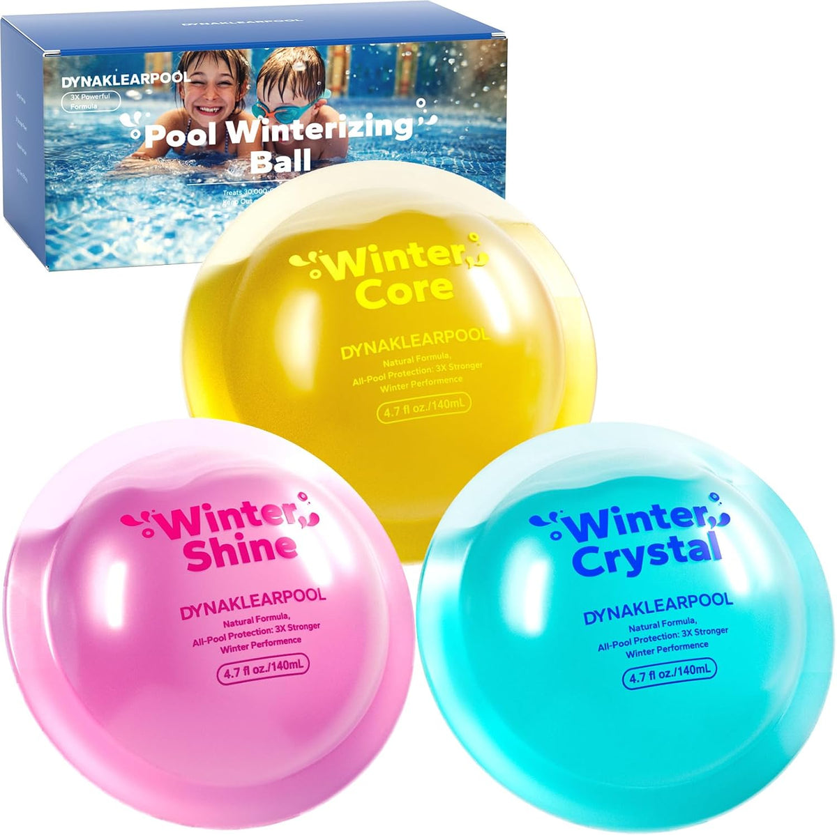 3-in-1 Pool Winterizing Kit – Pre-Measured Winter Closing Balls for Above Ground & Inground Pools | Spring Opening Made Easy | Treats Up to 30,000 Gallons