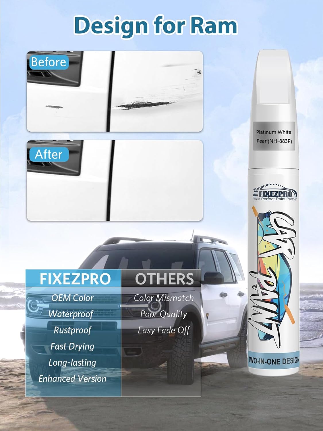 Bright White(PW7/GW7) Touch Up Paint for Ram