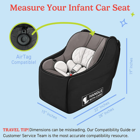 J.L. Childress Premier Padded Infant Car Seat Travel Bag - Backpack, 17” x 11.5” x 5” (43cm x29cm x12cm) (Pack of 4)
