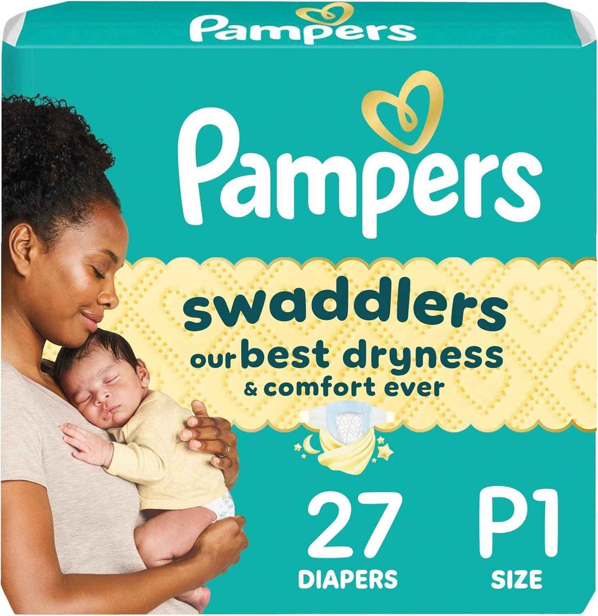 Pampers Swaddlers Newborn Diapers, Size Preemie (<6 lbs), 27 Count, Fragrance Free, Hypoallergenic, Absorbent, Pediatrician Recommended, Skin Safe