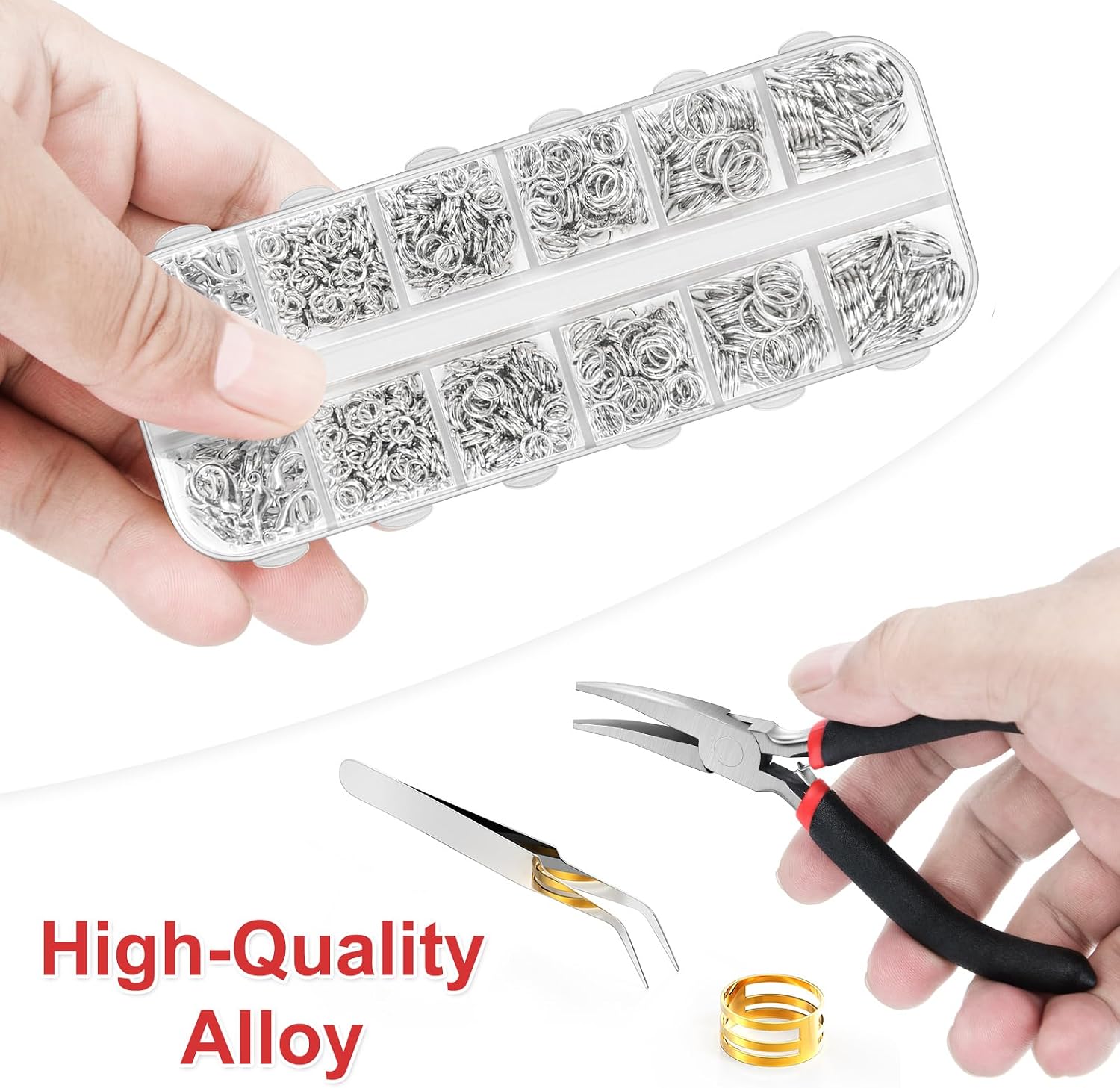 1200Pcs Jump Rings for Jewelry Making Supplies, Jewelry Pliers Set