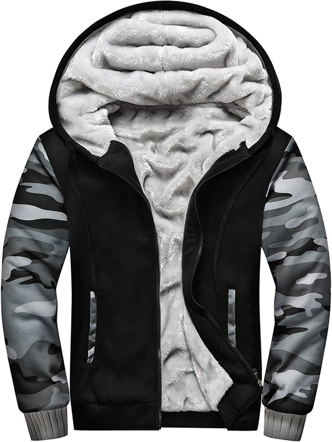 MACHLAB Men's Pullover Winter Workout Fleece Hoodie Jackets Full Zip Wool Warm Thick Coats