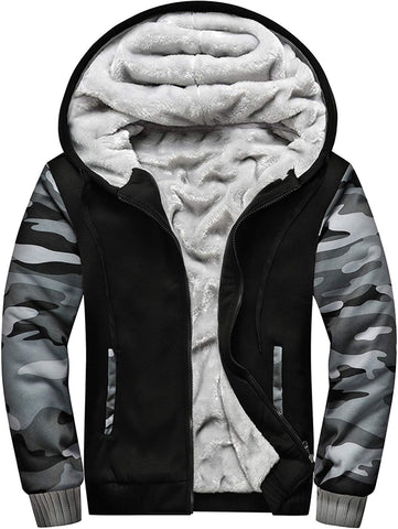 MACHLAB Men's Pullover Winter Workout Fleece Hoodie Jackets Full Zip Wool Warm Thick Coats