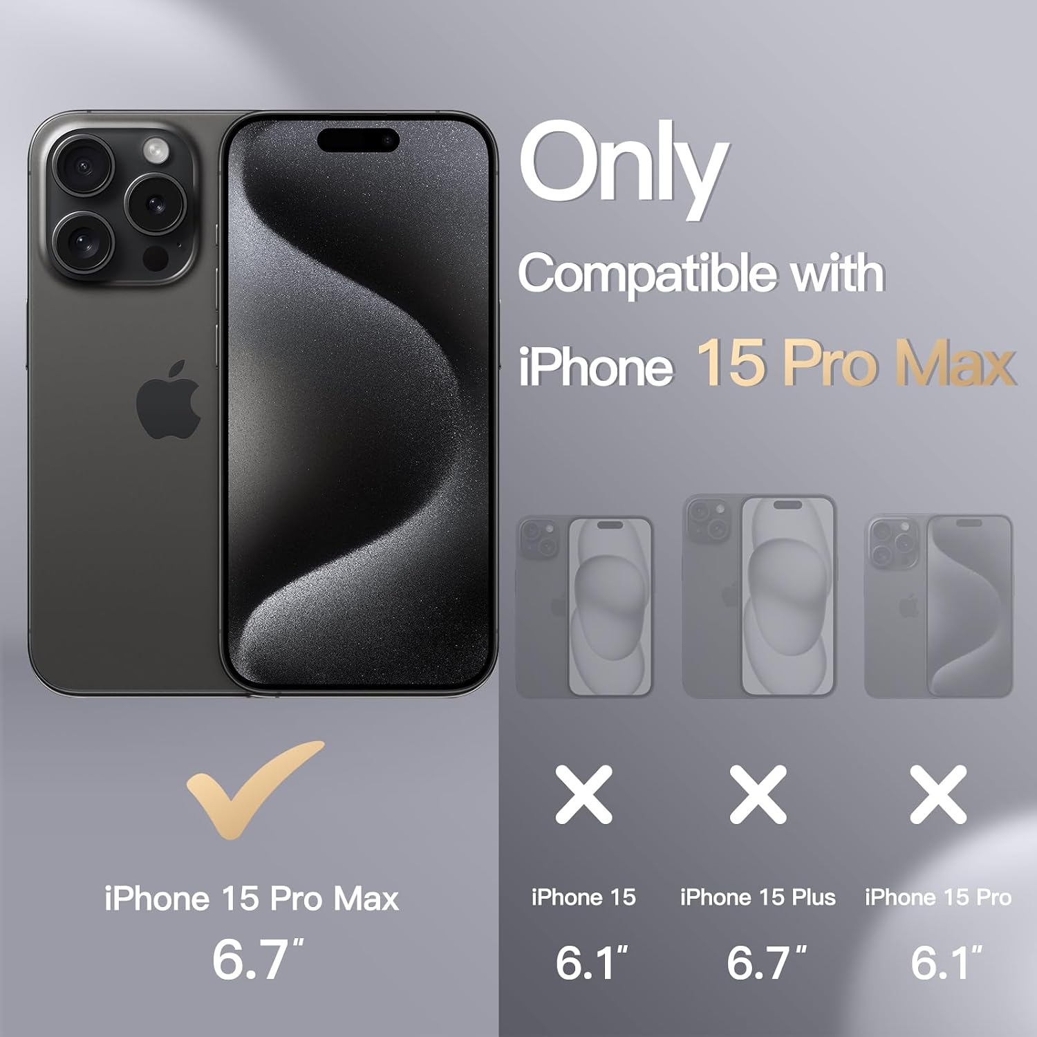 JETech Silicone Case for iPhone 15 Pro Max, Black