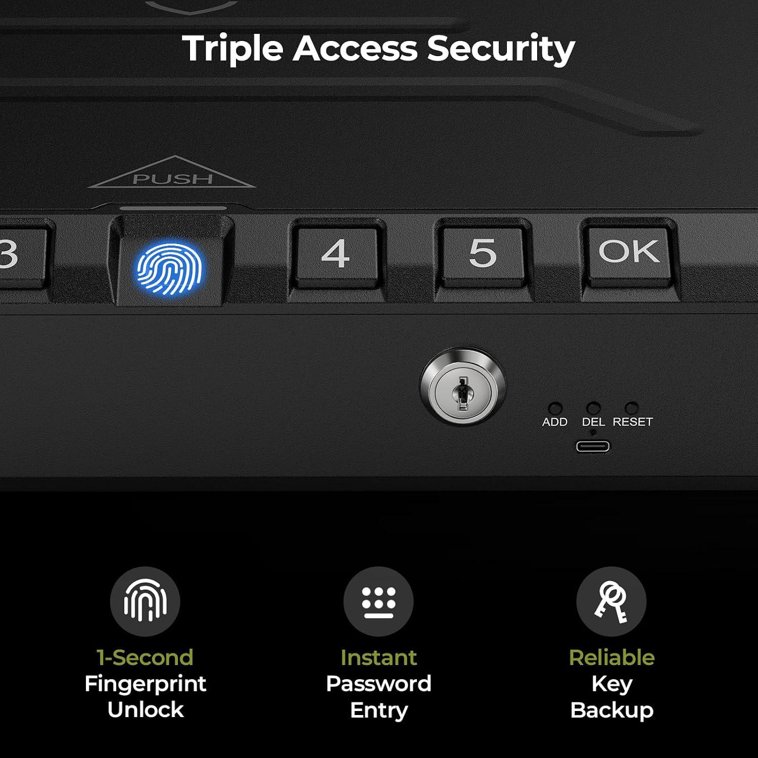 ONNAIS Large Biometric Gun Safe for Handgun with Fingerprint Keypad Lock