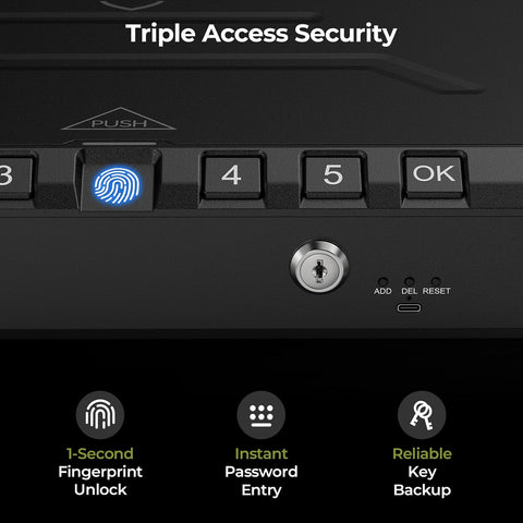 ONNAIS Large Biometric Gun Safe for Handgun with Fingerprint Keypad Lock