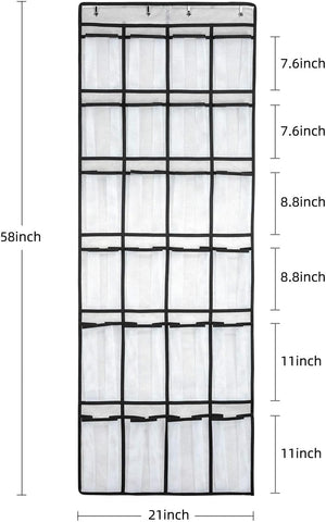 SAVERHO Over the Door Shoe Organizer, Hanging Shoe Organizer with 24 Mesh Large Pockets Door Shoe Rack Organizer for Men Women Kids Hanging Shoe Storage Bag.(White)