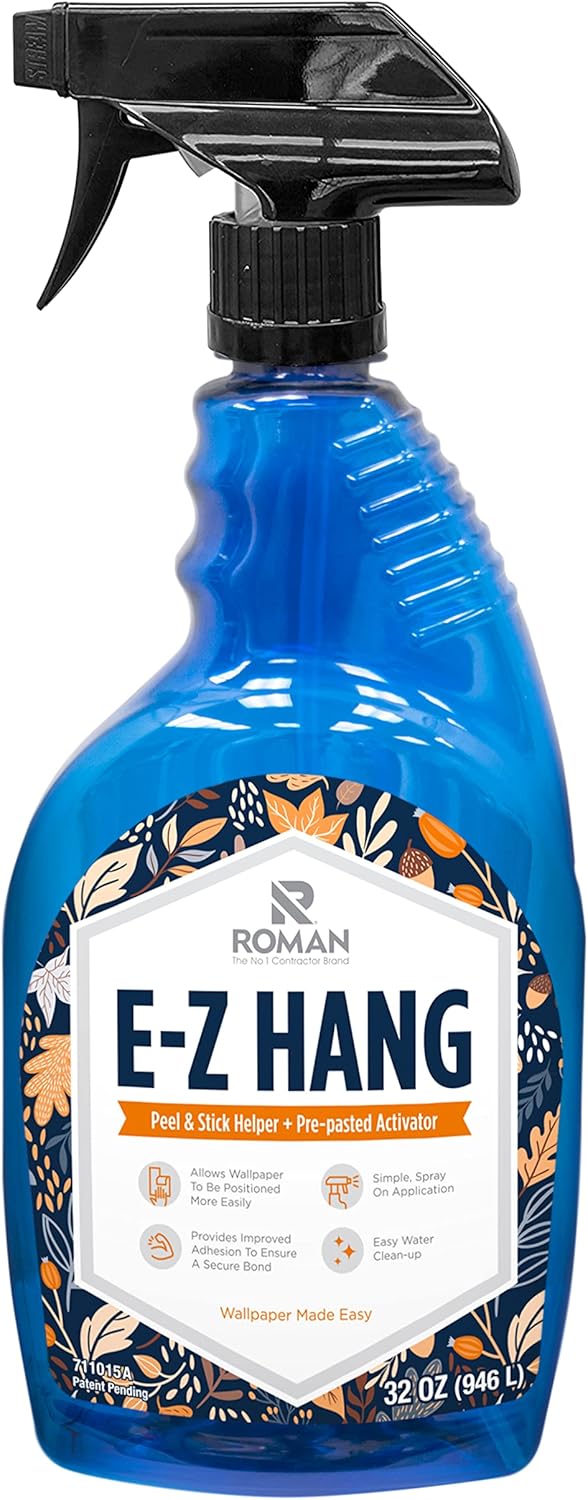 Roman’s E-Z Hang Peel & Stick Wallpaper Helper, Clear, Non-Staining, 32-OZ