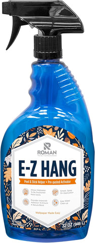 Roman’s E-Z Hang Peel & Stick Wallpaper Helper, Clear, Non-Staining, 32-OZ