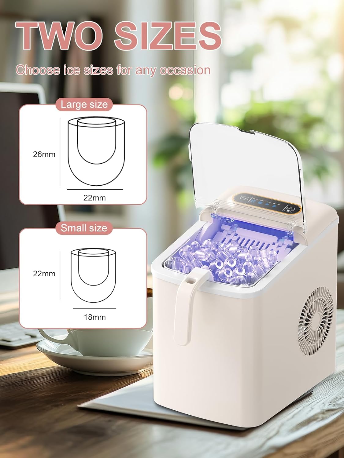F.W.WOOLWORTHS Countertop Ice Maker, Portable Ice Cube Machine, White