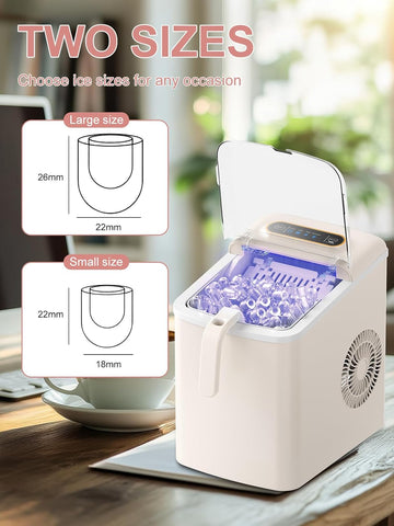 F.W.WOOLWORTHS Countertop Ice Maker, Portable Ice Cube Machine, White