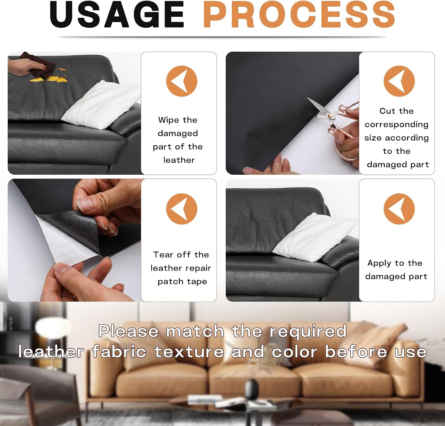 Leather Repair Patch, Leather Repair Tape for Furniture Dark Gray