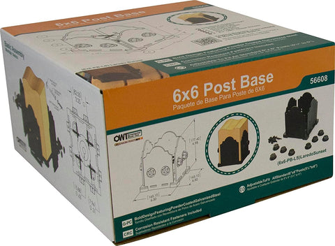 OZCO Laredo Sunset Post Base Kit, 6in x 6in, 1 Kit with Hardware, Black
