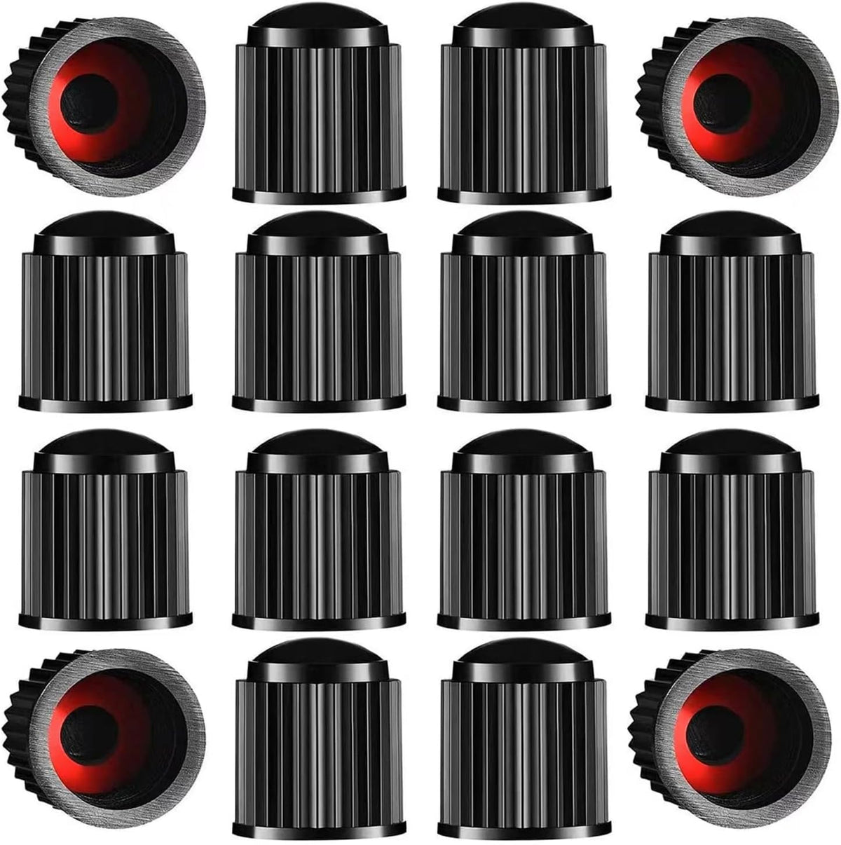 Tire Valve Stem Caps The Upgraded Version has a Sealing Ring for Car, Motorbike, Trucks, Bike, Bicycle （Black） (24)