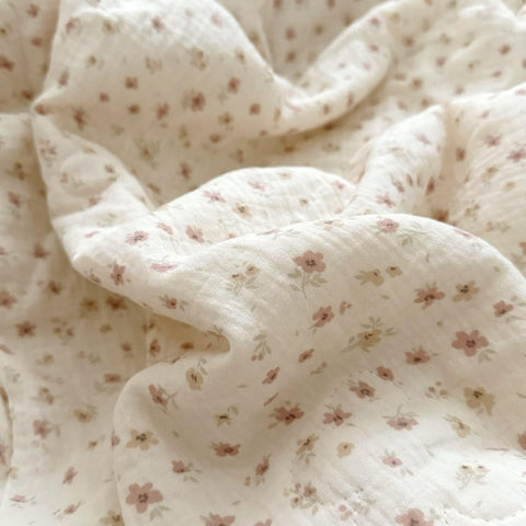 BuLuTu Cotton Muslin Toddler Quilt Blanket for Girls Boys Cute Pink Floral Toddler Quilts Soft Lightweight Crib Blankets Children Bed Blankets, Machine Washable, 47x59 Inches
