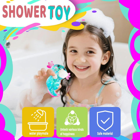 Axolotl Squishy Stress Relief Toy Glitter Fidget Toys Puffwize Cute Malt Sugar Axolotl Toy Fidget Toys for Kids Youth Adult, Party Favors Anxiety Relief Squishy Toys(Blue)