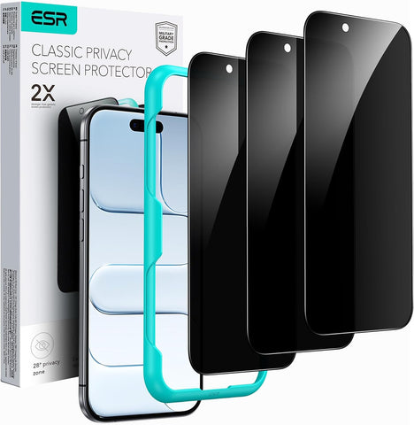 ESR 3 Pack for iPhone 17/16 Pro Privacy Screen Protector, Align Frame