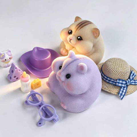2-Pack Taba Squishy Cat Hamster Toys, Cute Squishy Stress Relief Fidget Toy