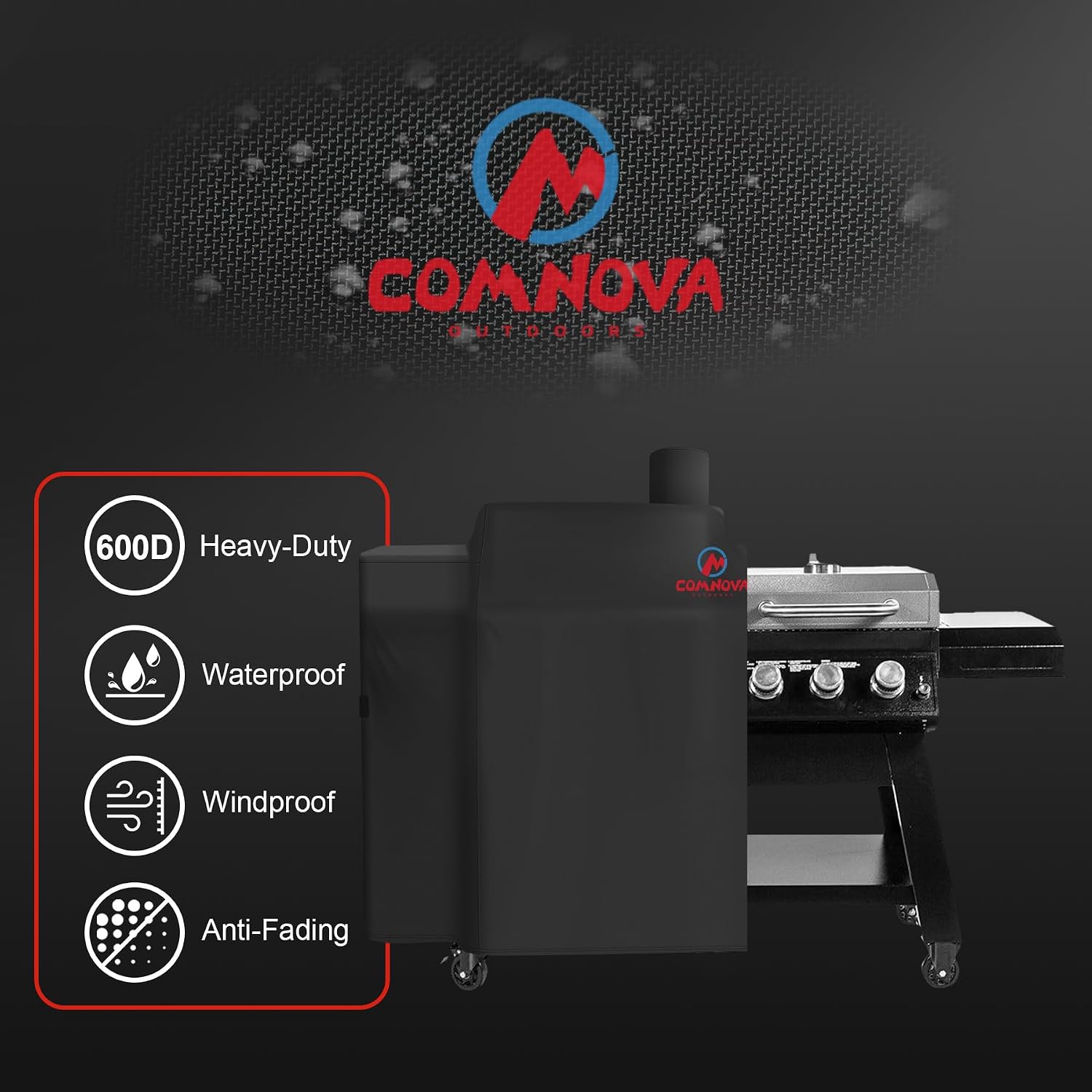 Comnova Grill Cover for Pit Boss KC Combo - Premium Wood Pellet Smoker Cover for Pitboss Waterproof & Heavy Duty, 600D Pellet BBQ Cover for Pit Boss KC Combo Platinum Series Grill