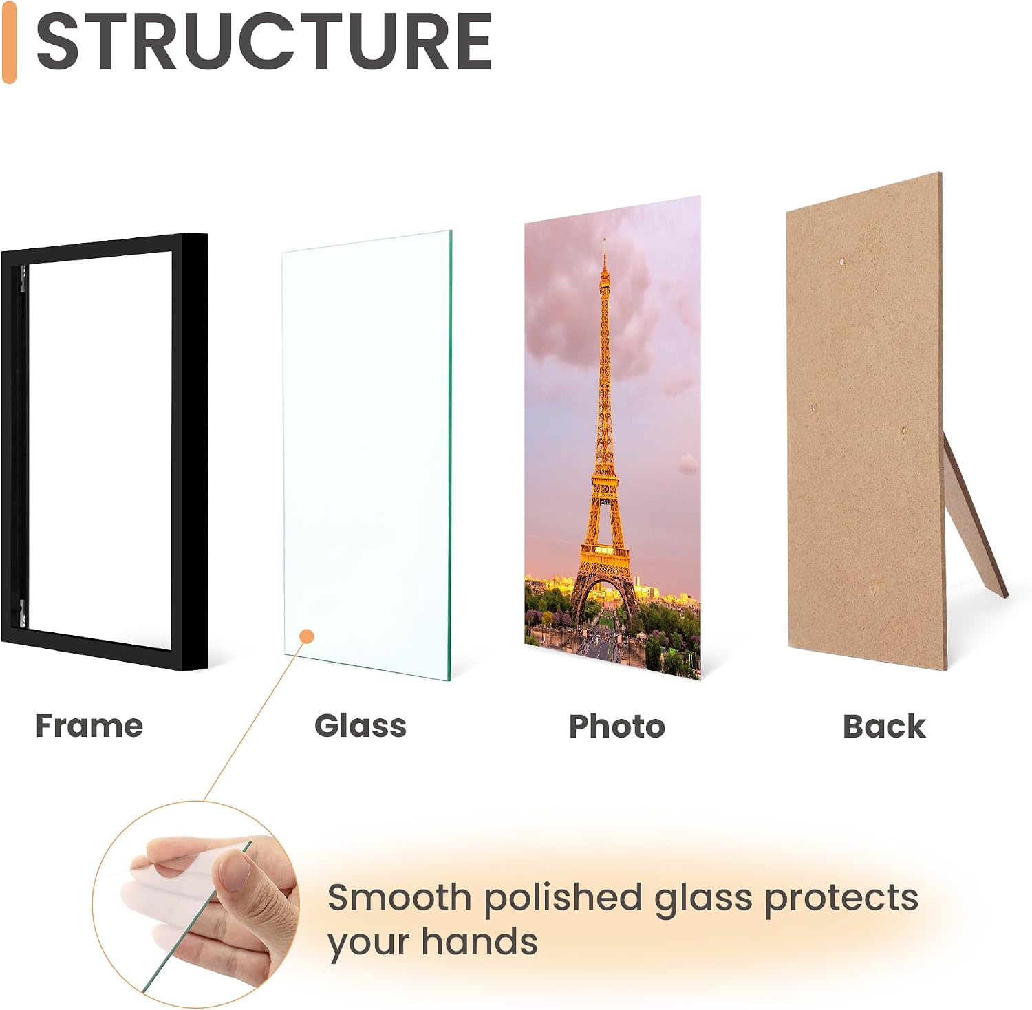 upsimples 4x6 Picture Frame Glass, Thin Border, Black Photo Frames, 3 Pack