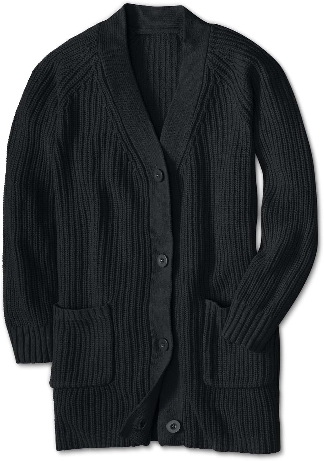 Woman Within Shaker Button-Front Cardigan Sweater