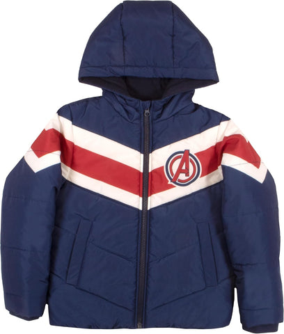 Marvel Spider-Man & Avengers Boys Winter Coat - Graphic Print Puffer Jacket for Kids
