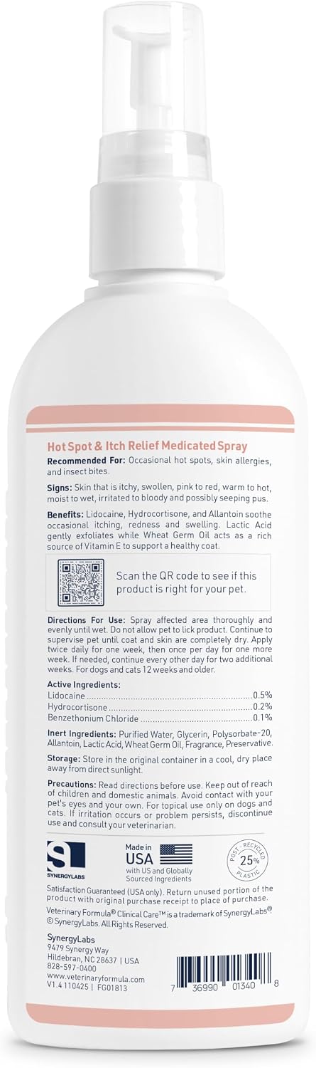 Veterinary Formula Clinical Care Hot Spot & Itch Relief Spray, Dogs & Cats