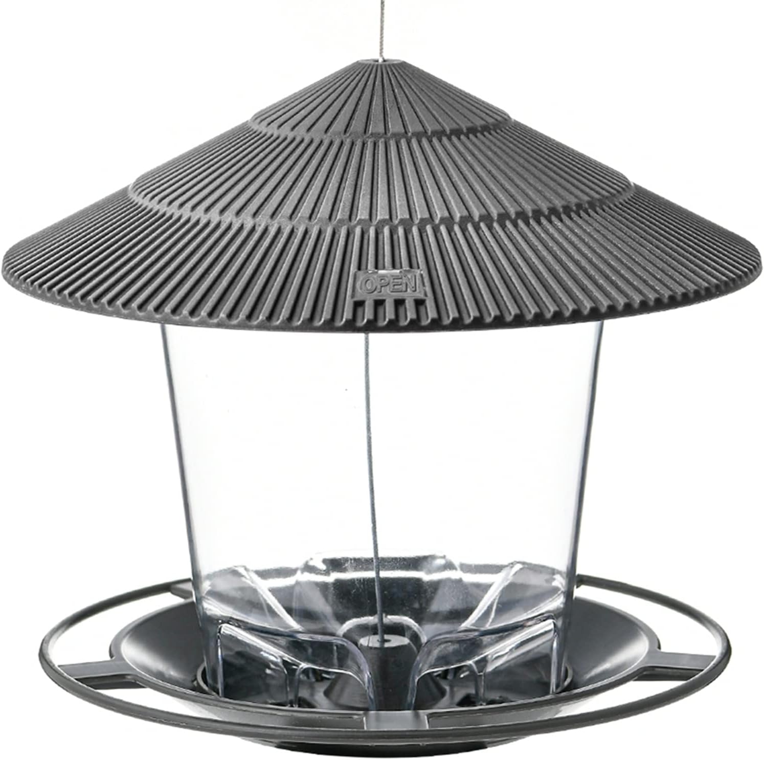 Hanizi Bird Feeder Outdoor Hanging for Wild Bird Seed, Grey