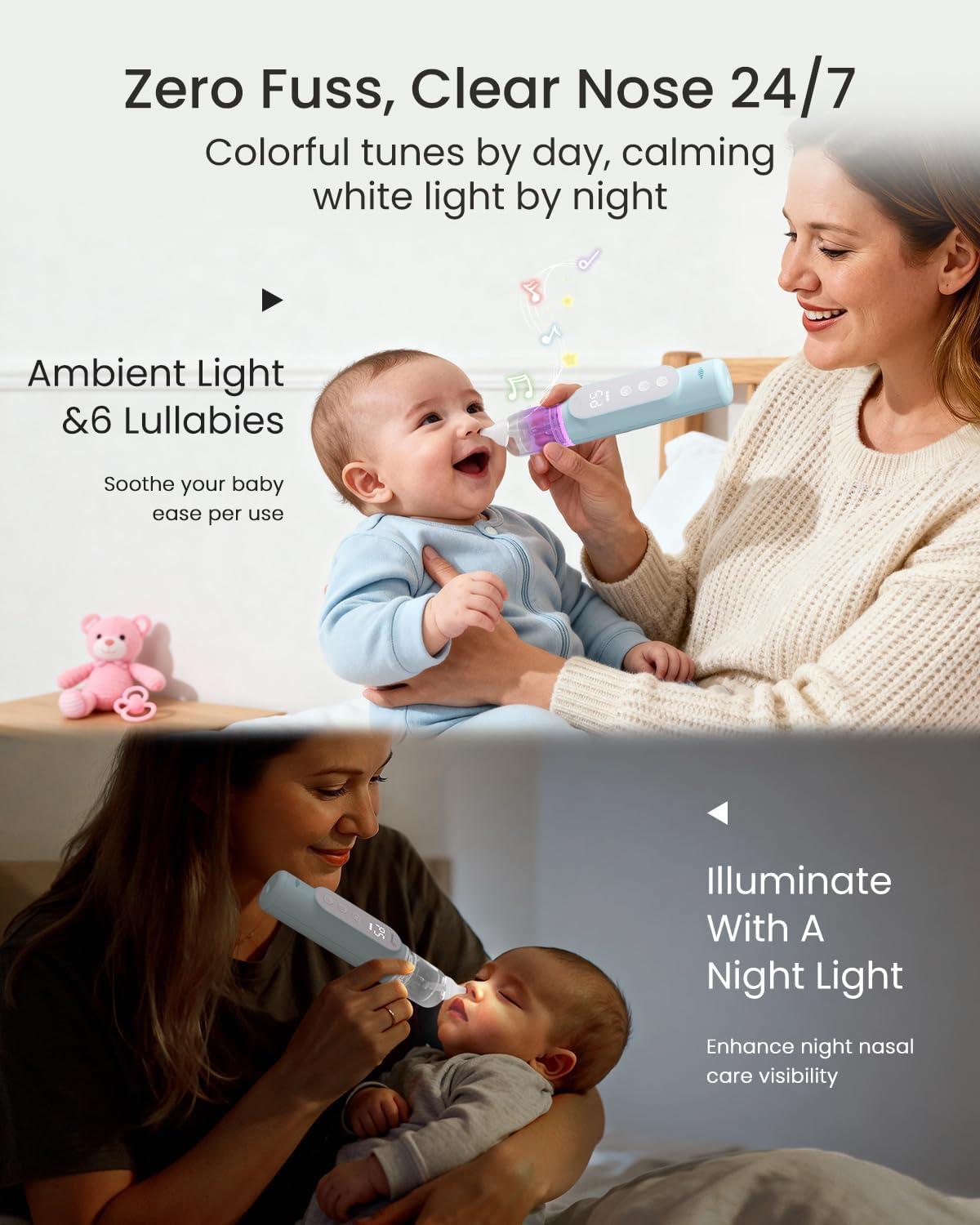 GROWNSY Nasal Aspirator for Baby, 5 Suction Level & Cleaning Function, Blue