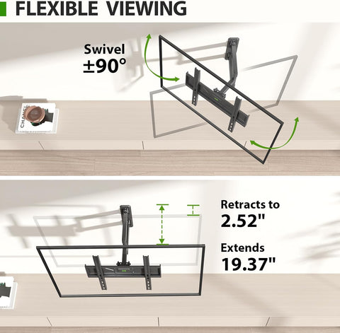 USX MOUNT Swivel TV Wall Mount for 26-60 Inch TVs up to 80 lbs, Single Articulating Arm, Full Motion TV Wall Mount Bracket with Swivel and Tilt, Max VESA 400x400mm (Pack of 2)