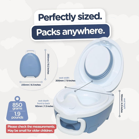 My Carry Potty - Blue Pastel Travel Potty, Award-Winning Portable Toddler Toilet Seat for Kids to Take Everywhere