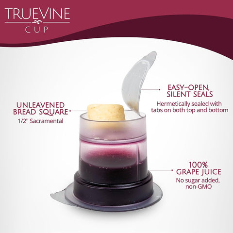 TrueVine Cup Top & Bottom Prefilled Communion Cups & Wafer Set (200 Count)