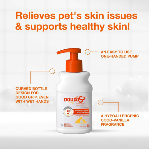 Douxo S3 PYO Medicated Dog Shampoo with 3% Chlorhexidine for Dogs – Antibacterial & Antiseptic Yeast Infection Treatment For Dogs & Cats, Clinically Proven, 6.7 fl oz