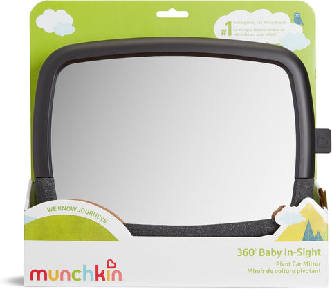 Munchkin Pivot 360 Baby Car Mirror for Rear-Facing Car Seats, Black, 1 Pack