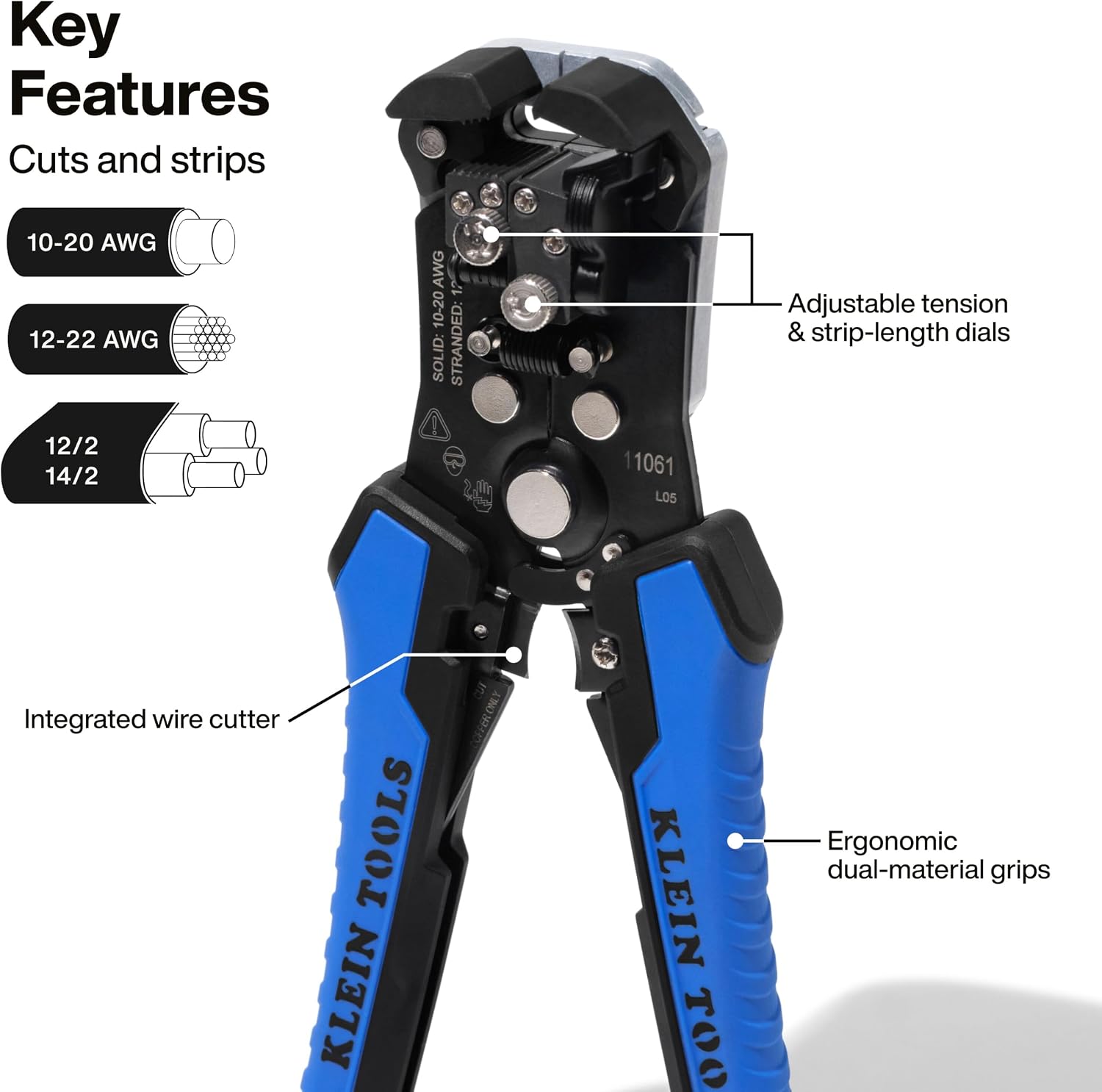 Klein Tools 11061 8-Inch Self-Adjusting Wire Stripper/Cutter